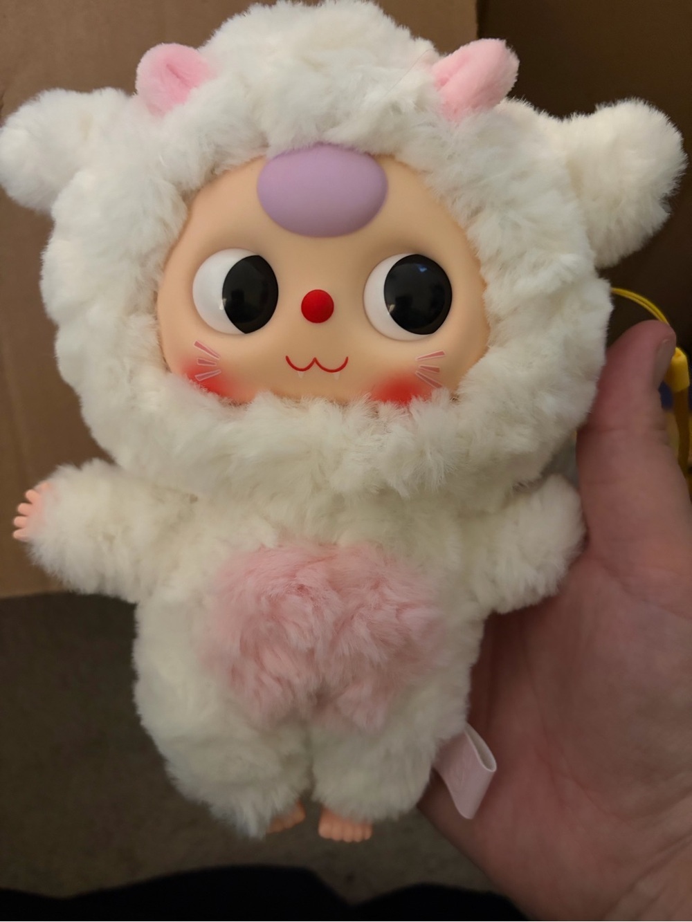 Plush Lamb Character Toy - White with Pink Accents